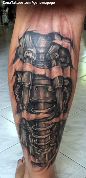 Biomechanical Leg Tattoo by Josh Duffy Tattoo