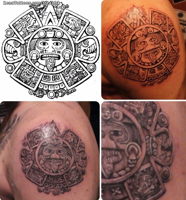 Aztec Calendar Half Sleeve Tattoo Design   AZTEC TATTOOS  Warvox Aztec  Mayan Inca Tattoo Designs