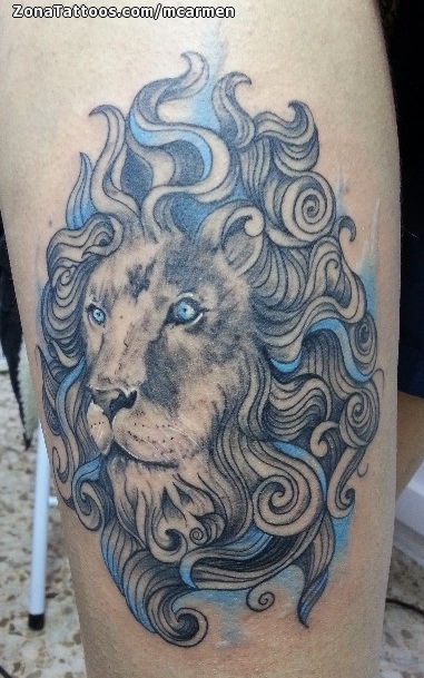 Tatuaje de Leones, Animales, Pierna