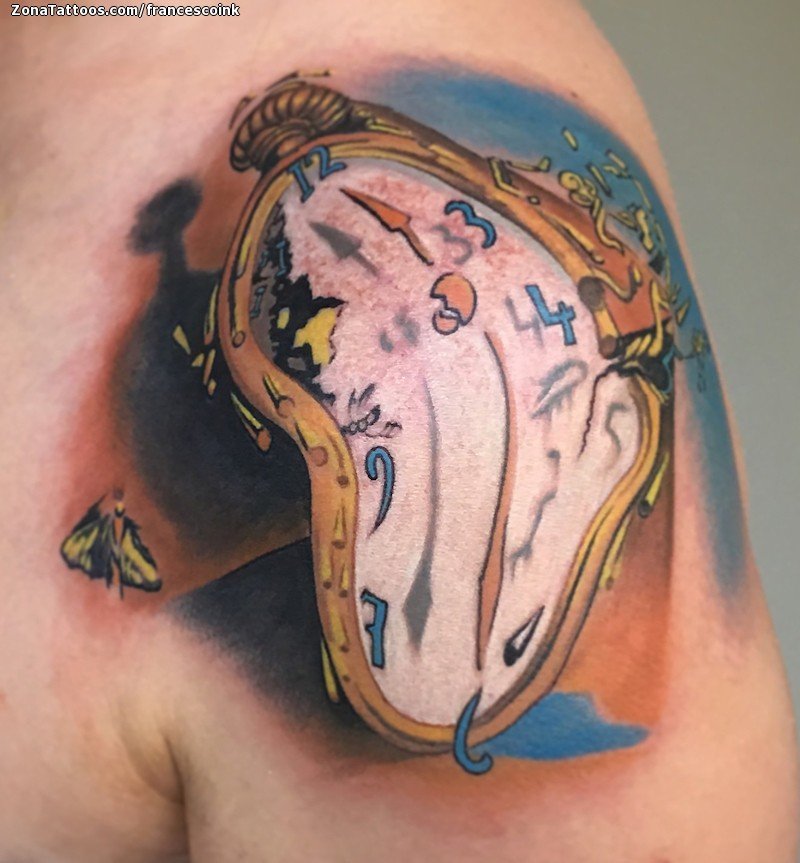 salvador dali clock tattoo