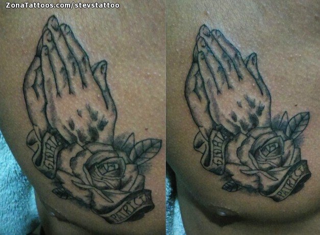Praying Hands Chest Tattoo