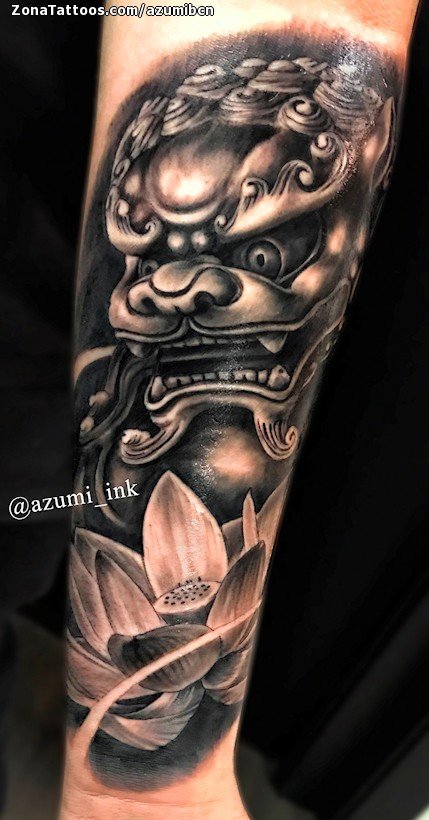 Tatuaje de Leones De Fu, Orientales
