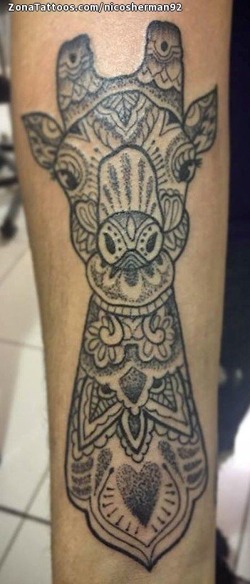 Amazing geometric mandala elephant and giraffe tattoos by Coen Mitchell   rgifs
