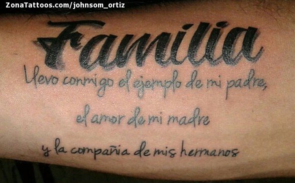 Tatuaje de Familia, Frases, Letras