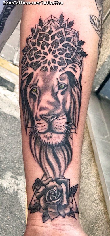 Tatuaje de Leones, Animales, Mándalas