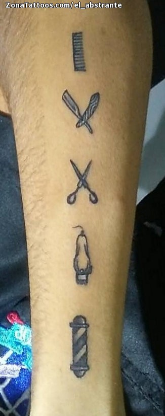 Tattoo of Barber Shop, Tiny, Arm