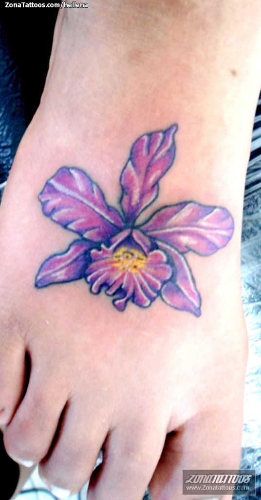 Tatuaje de Flores, Orquídeas, Empeine