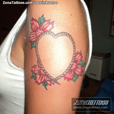 Tattoo of Flowers Strings Hearts