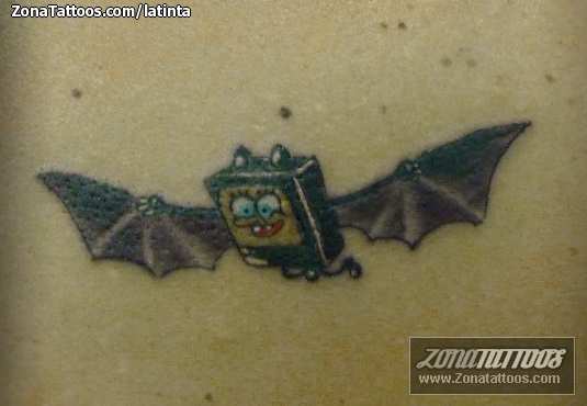 Tattoo of Spongebob Squarepants, Batman, Bats