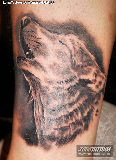 Tatuaje de Lobos, Animales, Pierna