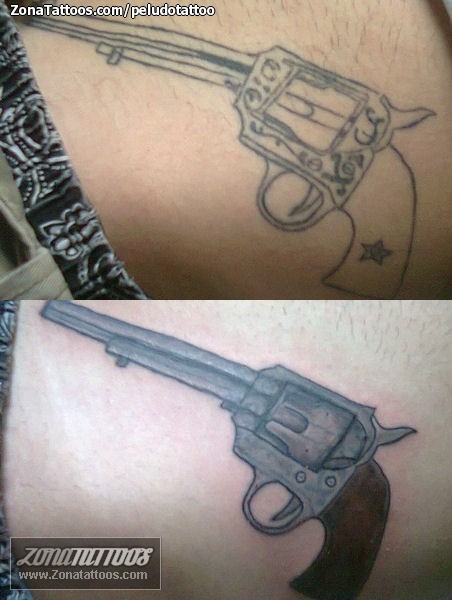 Traditional Cowboy and Pistol Tattoo by Adam Lauricella TattooNOW