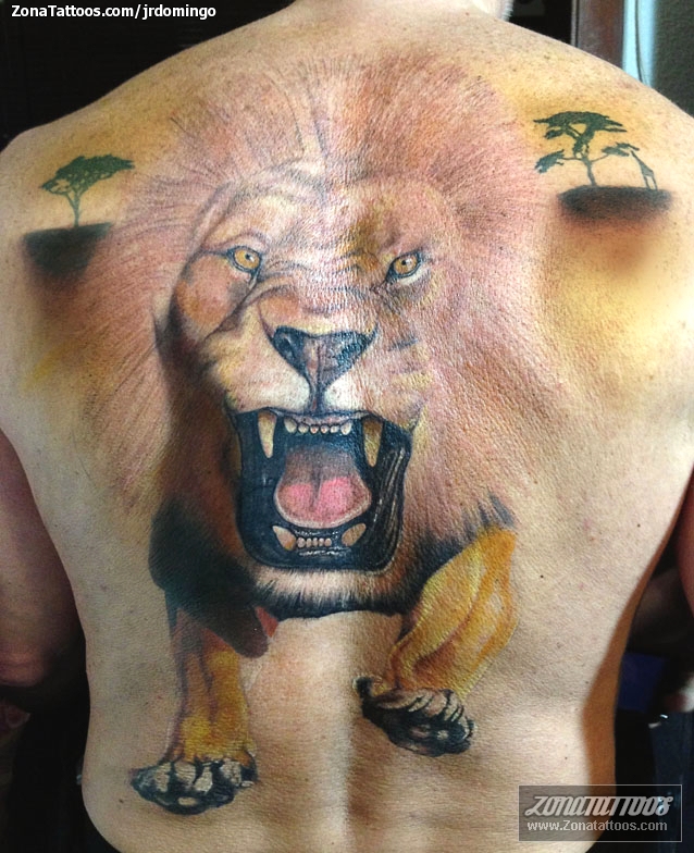 Tatuaje de Leones, Animales, Espalda