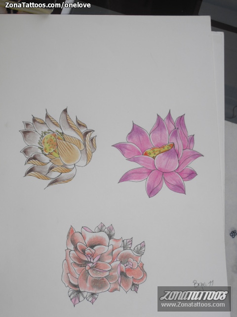 Tattoo flash photo Flowers, Lotus