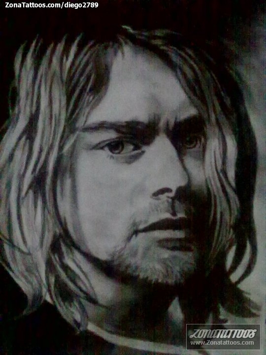 Tattoo flash photo People, Kurt Cobain, Faces