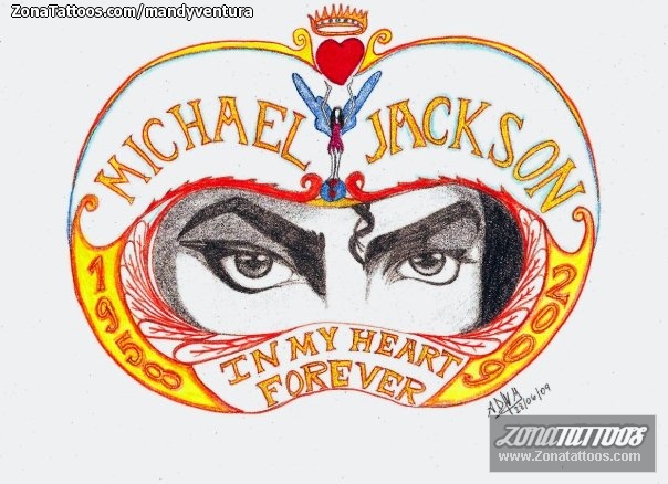 Tattoo flash photo Michael Jackson, Music, Eyes