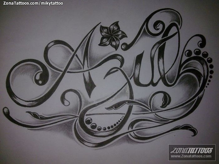 Tattoo flash photo Azul, Names, Letters