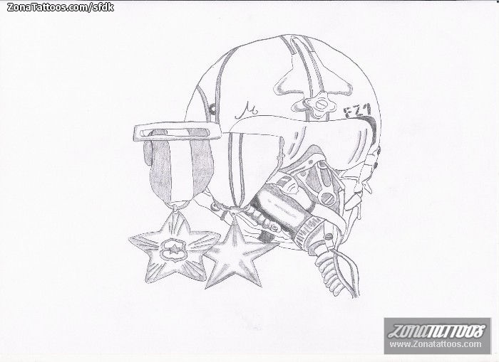 Tattoo flash photo Helmets, Medals