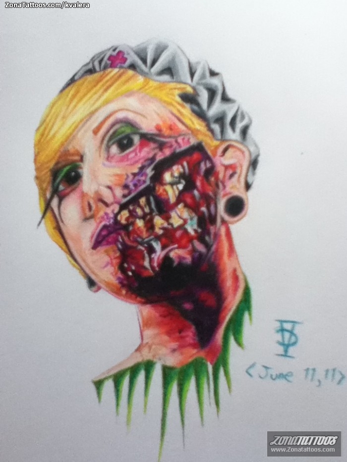 Tattoo flash photo Zombies, Gore