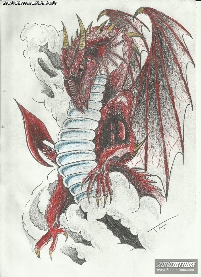 Tattoo flash photo Fantasy, Dragons
