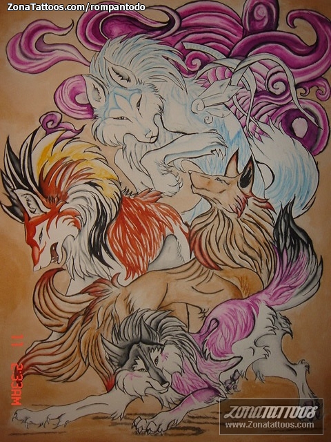 Tattoo flash photo Wolfs, Animals