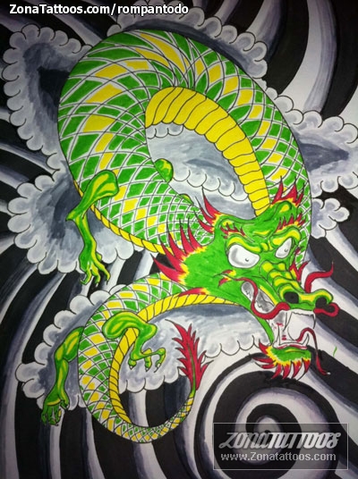 Tattoo flash photo Dragons, Asian