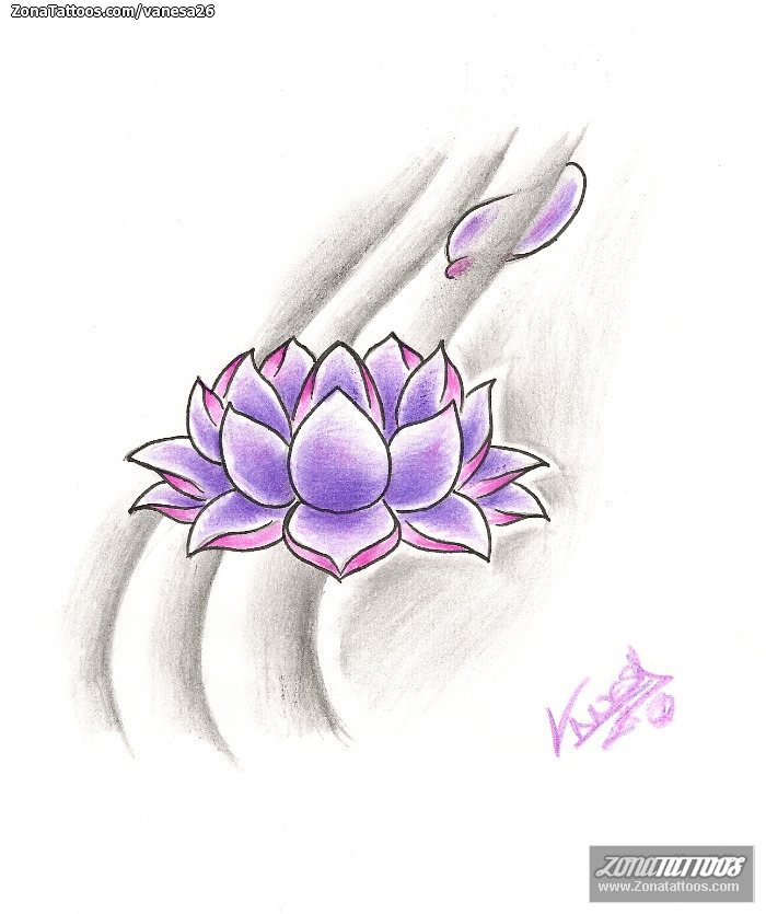 Tattoo flash photo Flowers, Lotus