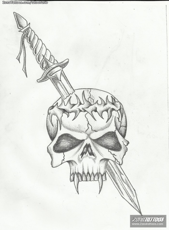 Tattoo flash photo Skulls, Swords