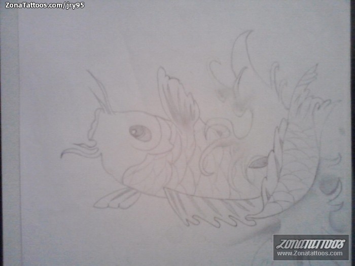 Tattoo flash photo Asian, Animals, Fish