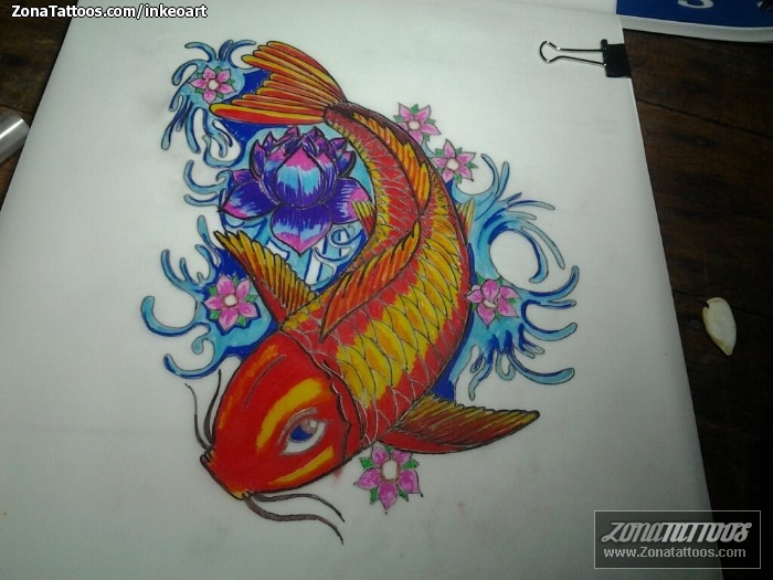 Tattoo flash photo Koi, Animals