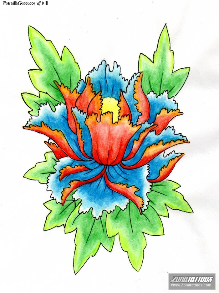 Tattoo flash photo Flowers, Peonies