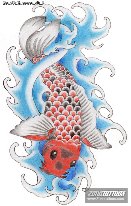 Tattoo flash photo Koi, Asian, Fish