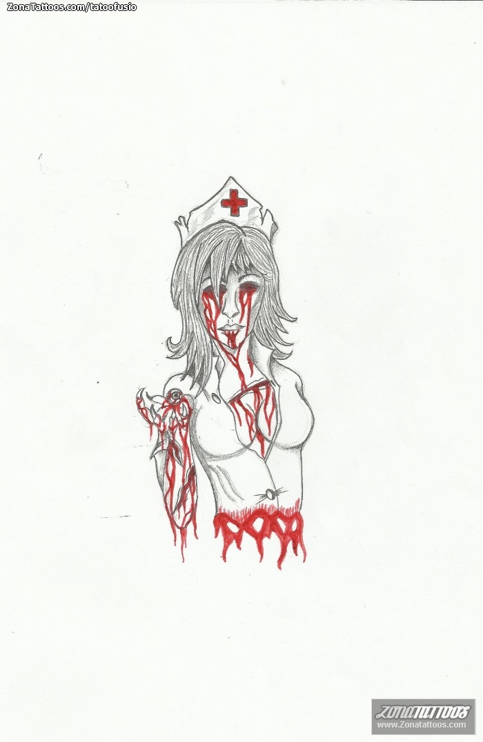 Tattoo flash photo Blood, Horror