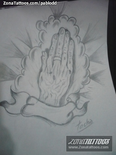 Tattoo flash photo Religious, Hands, Prayers