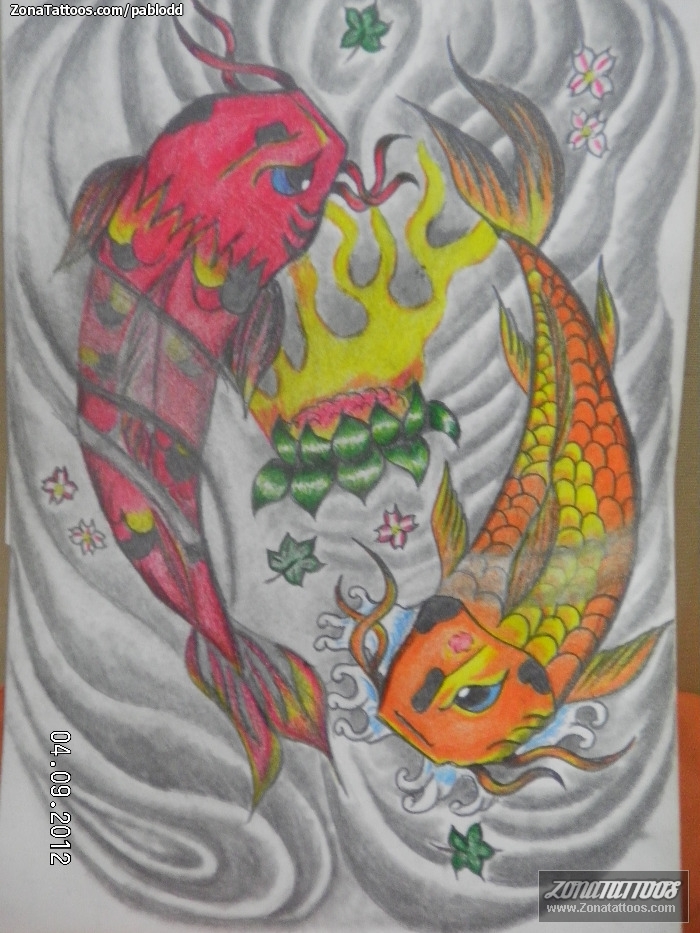 Tattoo flash photo Asian, Koi, Fish