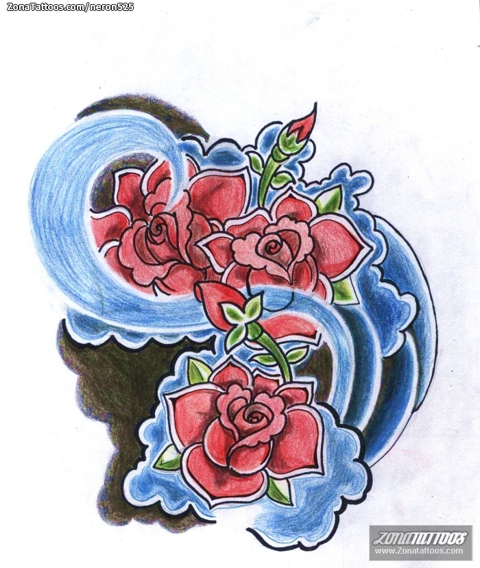Tattoo flash photo Flowers, Roses