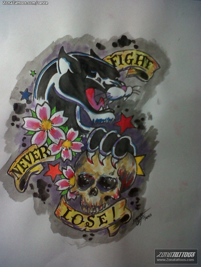 Tattoo flash photo Animals, Skulls, Panthers