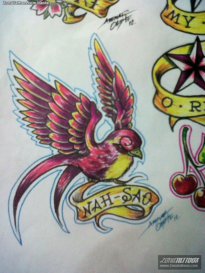 Tattoo flash photo Birds, Swallows, Animals