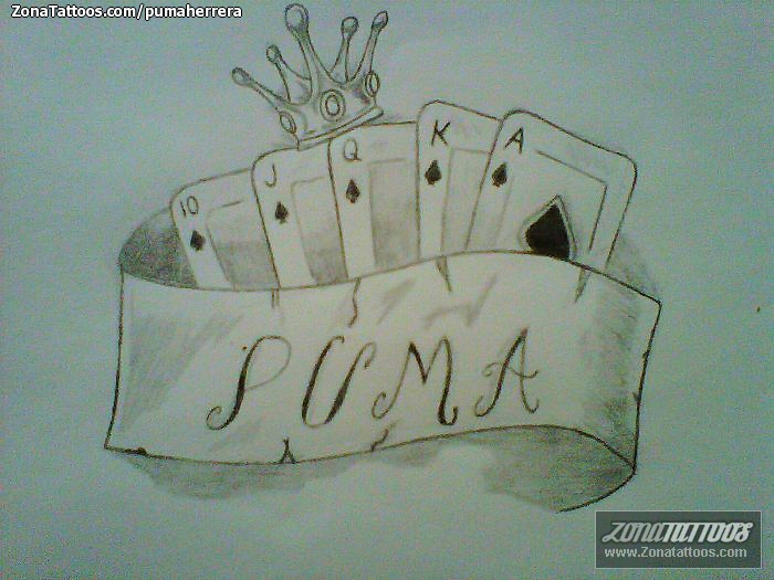 Tattoo flash photo Cards, Poker, Crowns