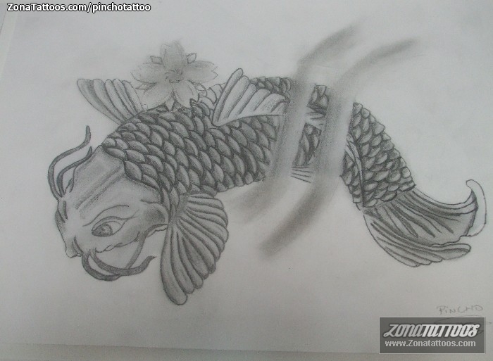 Tattoo flash photo Fish, Koi, Animals