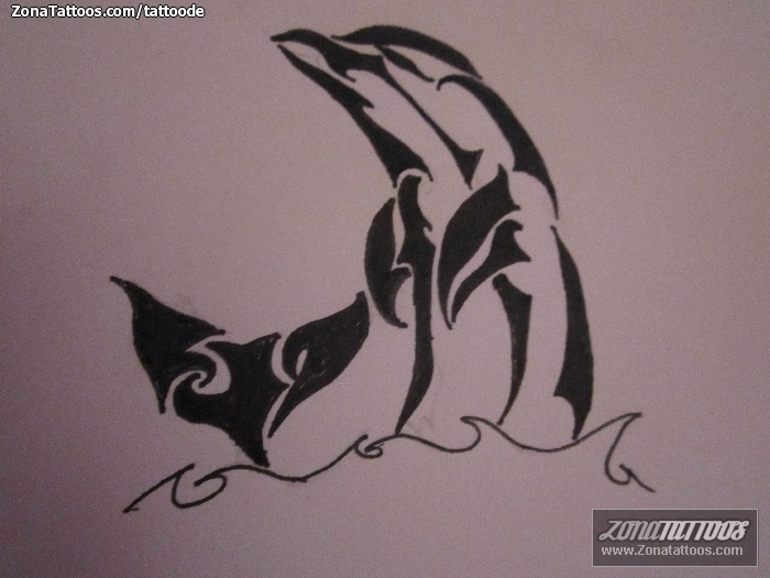 Tattoo flash photo Dolphins, Tribal