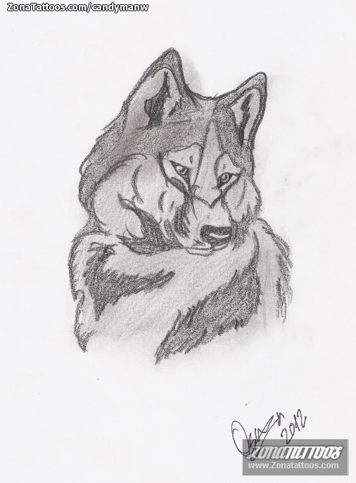 Tattoo flash photo Wolfs, Animals