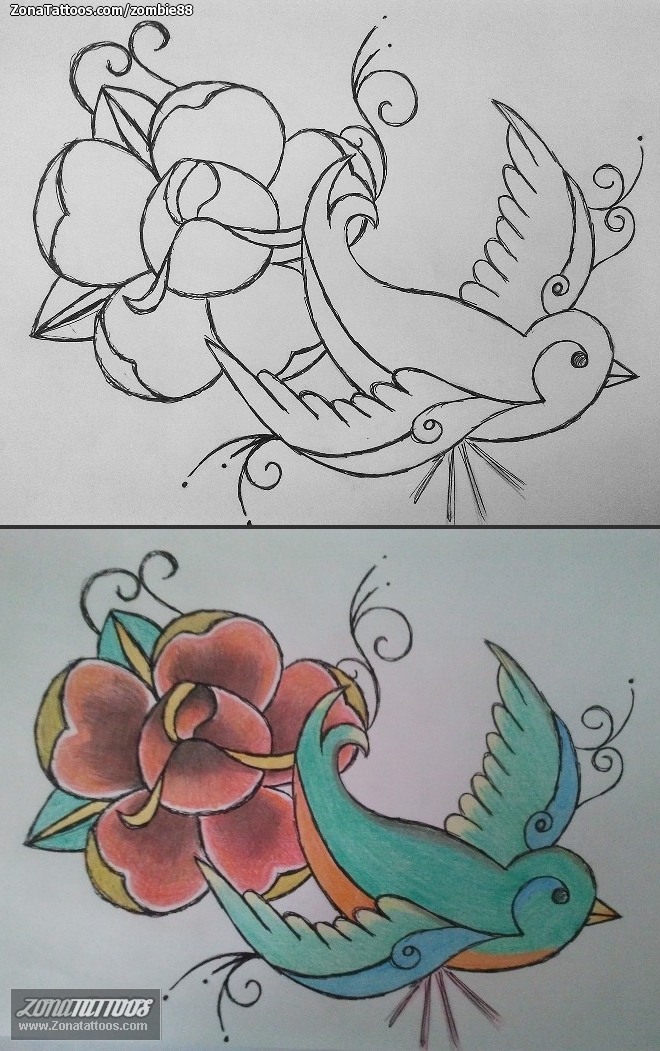 Tattoo flash photo Birds, Animals, Swallows