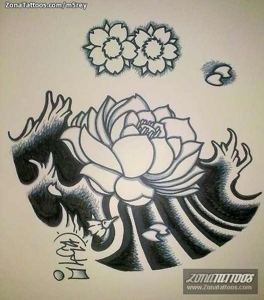 Tattoo flash photo Lotus, Flowers