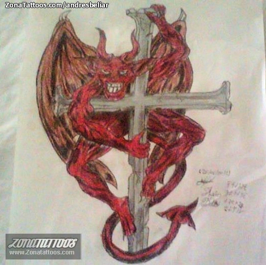 Tattoo flash photo Demons, Crosses