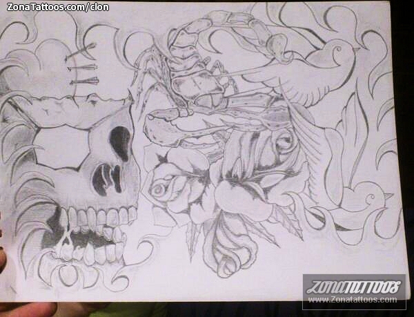 Tattoo flash photo Skulls, Scorpions