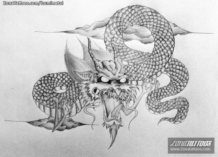 Tattoo flash photo Dragons, Asian