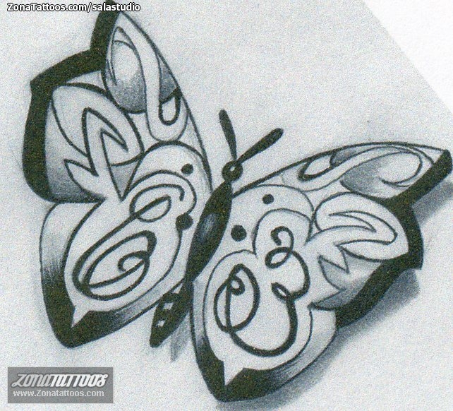 Tattoo flash photo Butterflies, Insects