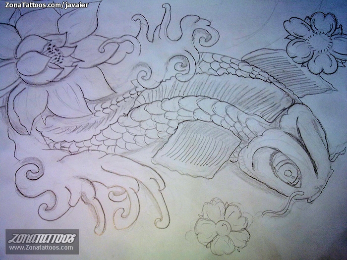 Tattoo flash photo Fish, Koi, Asian