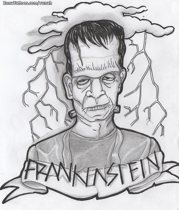 Tattoo flash photo Frankenstein, Monsters, Movies