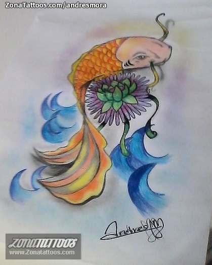 Tattoo flash photo Koi, Fish, Animals